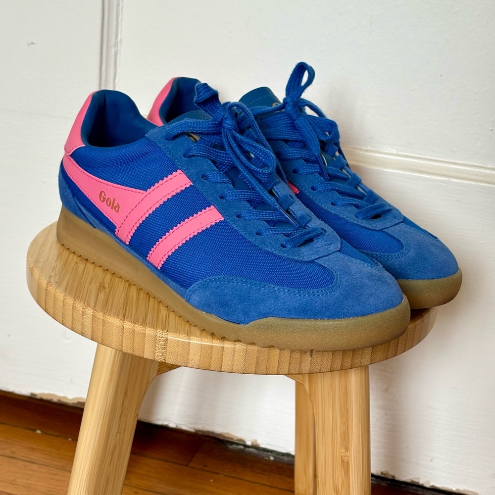 Gola Tornado Royal Blue with Pink Accent Retro Sneakers